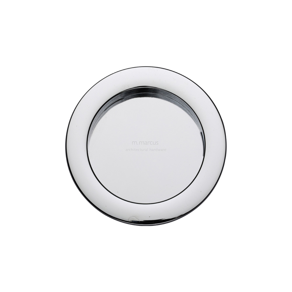Pocket Door Round Flush Pull Pair - Polished Chrome